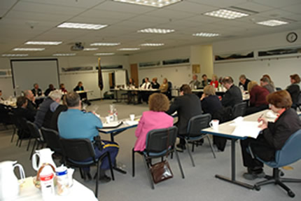Photo of an Anchorage OPEN COURT work session on felony case delay, held May 8, 2008.