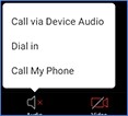 The Android phone Zoom app's audio connection options.