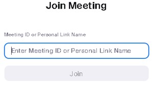 The Zoom application's 'Join a Meeting' screen.