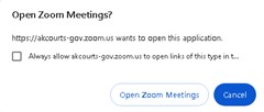 The Zoom application's 'Open a Meeting' screen.